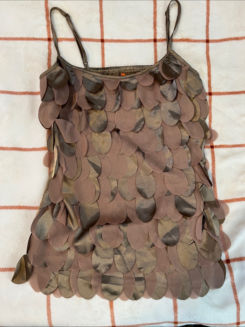 Anama Brown Sequin Petal Cami Top Women’s Med 100% Poly SO PRETTY